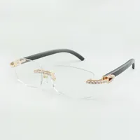 2021 Классический стиль дизайнеры бесконечные бриллианты очки кадр 3524012 с натуральными черными деревянными ножками для мужчин и женщин, размер: 55-18-135 мм