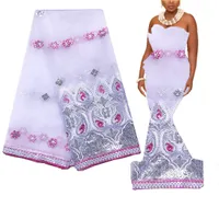Luxo africano lantejoulas tecido de renda 2021 vermelho bordado tecidos tule francês laços branco nigeria laço para casamento
