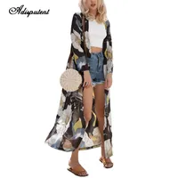 Blouses Femmes Chemises Chemise de mousseline admissible Summer Kimono Cardigan Chemise à manches longues Floral Print Cover Ups Blusas Mujer Camisa 20211