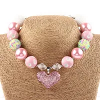 Beads de 20 mm encantadores niños rosado con cuentas collar grueso moda joyería de chicle para niños collar colgante1