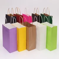 Kraft Paper Bags Småpapper Presentväskor med handtag Party Recycrable Shopping Bags Valentine Day Christmas Brown Gift Packing Bag