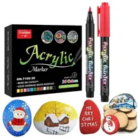 36 kleuren acryl verf pennen acryl borstel teller pennen voor rock schilderen, steen, keramiek, glas, hout, canvas, diy kaart maken. 220207