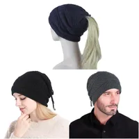 Beanies Winter Hat Women Ponytail Beanie Sticked Men Magic Fleece Ski Cap Fashion Hip Hop Caps For Lady Male Contraction Band Skull1