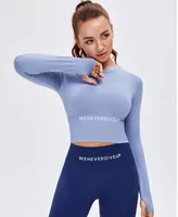 2021 Net Celebrity Yoga Wear Tops Tops de las mujeres Camiseta Camiseta de manga larga Ropa deportiva sin fisuras Slim Correr Fitness Top Top