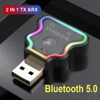 M10 Ambient Light USB Bluetooth Transmitters Receiver 3.5mm AUX Stereo Music Wireless Adapter For PC TV Headphone Car2074