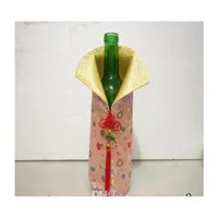 Capa de garrafa de vinho de seda artesanal chinesa com nó chinês ano novo tabela de mesa de decoração garrafa co jlluda home003