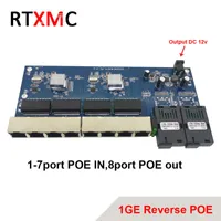 Fibra óptica Equipamento reverso PoE 2G8 RJ45 Gigabit Ethernet Switch 2 * 1.25G Porta SC conector 8 * 1000M PCBA Board Fibra Conversor óptico Plat