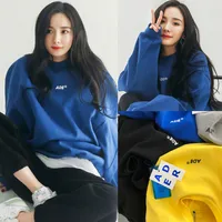 Ader women's Korean version Yang Mi's same style 2021 autumn and winter new style men's fashion long sve Pullover T-shirt couple
