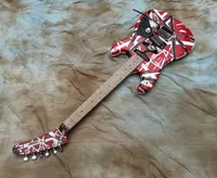 Relic Big Headstock Kram Edward Van Halen 5150 Blanco Black Stripe Red Franken Guitarra eléctrica Floyd Rose Tremolo Tuerca de bloqueo