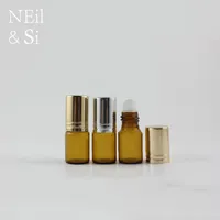 3ml Brown Glass Cosmetic Roller Perfume Bottle Container olio essenziale ricaricabile trucco acqua Roll on spedizione gratuita