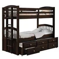 EE. Dormidades de stock Muebles de dormitorio litera en litera (gemelo / gemelo) en espresso 40000 A36