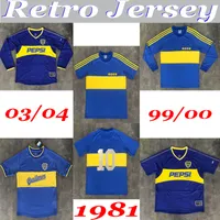 Boca Juniors 1981 Retro Jerseys Classic Vintage Maradona Maniche lunghe Maglia da calcio 99 00 03 04 Camicia da calcio manica corta romana Maillot
