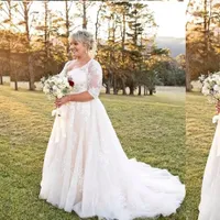 2022 Mulheres elegantes vestido de noiva plus tamanho V-pescoço de manga comprida trens princesa lace apliques vestidos nupciais robe de mariees