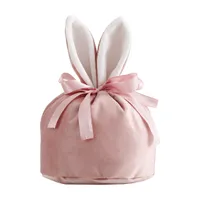 Пасхальный кролик плюшевые конфеты сумки сумки подарочные ведра бархатные зайчика пасхальная корзина для дети партии украшения M3998
