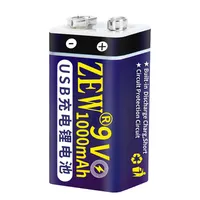 9 V 1000 mAh Tip-C / Mikro-USB Şarj Edilebilir Pil Termometre Alarm Cihazı Mikrofon Lityum Piller A12