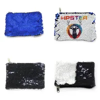 Ladies Wallet Sublimation Blanks Coin Purse Mermaid Sequin Blue Handbags Zip Rectangle Storage Touch Change Color 5 5ex G2