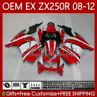 Korpus OEM dla Kawasaki White Red Blk Ninja EX250 ZX250 R EX ZX 250R ZX-250R 2008-2012 81NO.21 EX-250 ZX250R 2008 2009 2011 2012 EX250R 08 09 10 11 12 Wtrysk