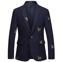 Bee broderi blazer slim fit masculino abiti uomo 2020 bröllop prom blazers tweed ull för män stilig kostym jacka1