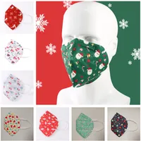 Christmas Design Face Masks Xmas Print 5 Layer Face Mask Christmas Tree Elk Hats Gifts Mouth Cover Disposable PM2.5 Protective Masks 2020