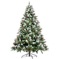 ABD STOK Ev Dekorasyon Şenlikli Parti Kar Floklu Noel ağacı Beyaz Gerçekçi İpuçları Işıksız ile Yapay menteşeli Çam Ağacı 7.5ft
