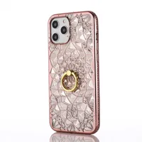 3D Sun Flower Telefon Case TPU Electloplating Diamond Ring Bracket Phone Case dla iPhone 13 13 Pro Max 13 Mini 12 12 Pro
