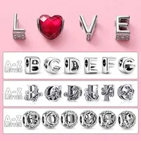 925 Sterling Silver Charm 26 Letters A-z Bead Fit Original Pandora Bracelet for Women Fashion Diy Jewelry Gift