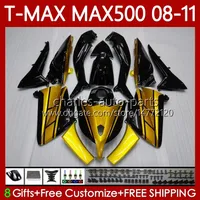Korpus motocyklowy dla Yamaha T-MAX500 TMAX-500 MAX-500 T 08-11 Nadwozie 107NO.11 Tmax MAX 500 TMAX500 MAX500 08 09 10 11 XP500 2008 2009 2010 2011 WŁOKI GOLDER BLACK