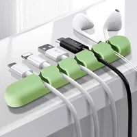5 Slots Cable Organizer USB Cable Winder Management Clips Holder 3M Glue For Phone Charging Cord Cable Data Line Earphone Mouse
