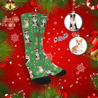 M Yescistom Yüz Köpek Noel Yeşil Süblime Mürettebat Yetişkin Unisex Yenilik Çorap Eşsiz Tasarım Po Baskı En İyi Hediyeler