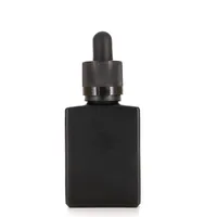 2020 30ml noir en verre givré liquide réactif Pipette Bouteille carrée Dropper Huile Essentielle Parfum bouteille d'huile fumée e liquide