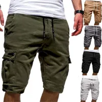 Heren jeans Solid Color Cargo Shorts Mannen 2021 Mens Casual Mannelijke Losse Werk Man Trekkoord Vijfde Broek Plus Size1