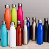 Más reciente 350 ml / 500 ml taza de vacío taza de coque de acero inoxidable botellas de aislamiento Thermoses Movimiento de moda Botellas de agua veteadas 105 J2