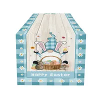Påsk gnome bord löpare bomull linne lycklig påsk gnomes kanin kanin färgglada ägg icke-slip rektangel bordslöpare