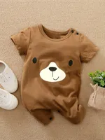 Yieriing Baby Unisex Bearプリントロンパース