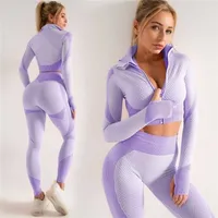 Women Yoga Set Gym Clothing Female Sport Fitness Suit Running Clothes Top+ Leggings Seamless Bra Suits S-XL 220117