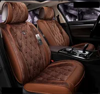 Cubiertas de asiento de accesorios para automóviles de ajuste universal para Sedan Modelo de lujo PU Cuero adjudicable Cinco asientos Cubiertas de asiento de diseño completo para SUV