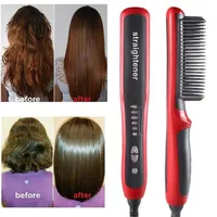Multifunctional Beard Hair Straightener Styler Brush Heat Ceramic Curler Electric Comb Care Machine 220124