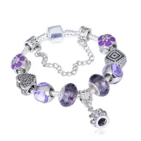 New purple crystal alloy big hole beads DIY charm European beads bracelet wholesale silver plated bracelet