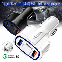 3 Ports Car Charger USB QC3.0 PD Type-C Fast Charging for iPhone 12 Mini Quick Chargers Adaptera11a09233C