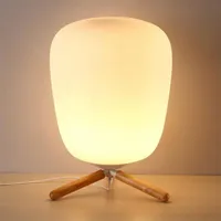 Ultra moderna mini mode lampor frostat glas lampskärm och trä konsol konsistens studie bordslampa med ljuskälla US-kontakt