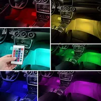 4x 9 Светодиодный автомобиль красочный RGB легкий внутренний пол атмосфера лампа Universal Decorative Lights с дистанционным управлением стилем автомобиля