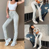 Women'S Sports Casual Pants Slim Straight Pants Pile Pleated Guard Gray1