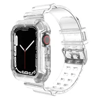 Apple Watch 밴드 용 케이스 스트랩 44mm 40mm 45mm 41mm 42mm 38mm 액세서리 투명한 실리콘 팔찌 Iwatch 시리즈 3 5 6 SE 7