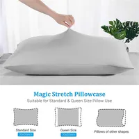 US stock Pillow Case 2Pcs Magic Strecth Pillowcase Bedding Pillow Cover Standard Size Light Grey a35
