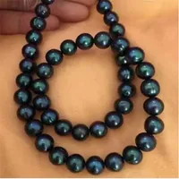 10-11mm Natural Tahitian Black Pearl Necklace 18 Inch Beaded Necklace 14K Gold Accessories