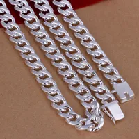 Cor prata requintado nobre nobre charme moda sólido 10mm cadeia mulheres homens casamento colar de jóias de prata n011 h sqchnt