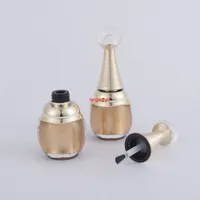 10ml Empty Gold Nail Tools Pagoda Acrylic Polish Bottle With Brush Makeup Beauty Refillable Bottles Packaging 10pcsshipping
