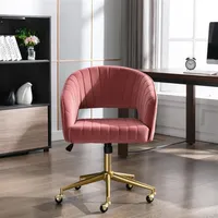 US-Aktien Hengming Home Office-Möbel Computer Schreibtischstuhl, Samt ACCENT Sessel, einstellbarer Swivel-Task-Hocker mit Gold-Plating317H