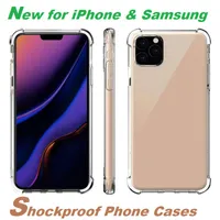Transparent Telefonväska till iPhone 12 11 Mini Pro Max XS XR 8 7 Plus Samsung Note 20 Ultra S20 S10 TPU Protective Shock Fodral Clear Case Cover