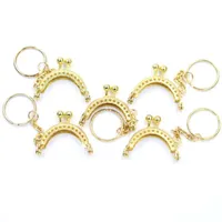 Bag Parts & Accessories 4cm Mini Metal Purse Frame Shape Arch Half Round Kiss Clasp With Key Ring Sewing Holes 4 Colors Lock Buckle Luggage